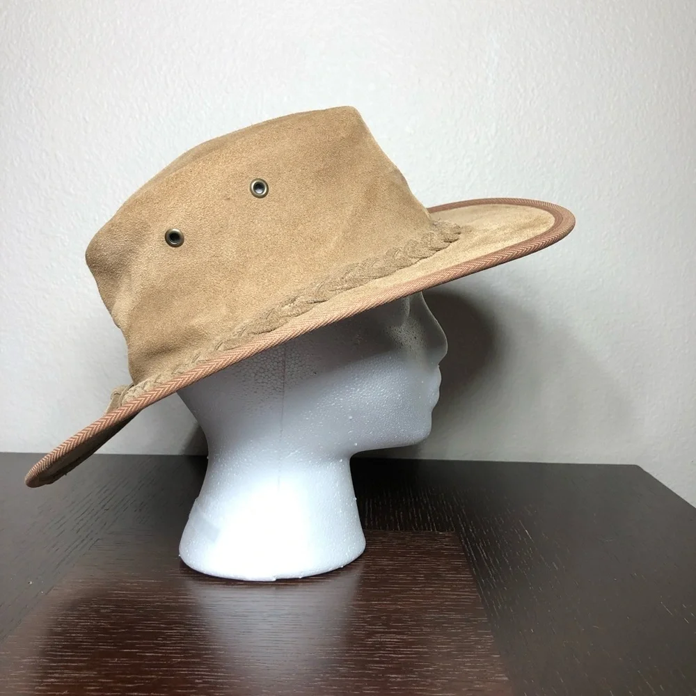 Barmah 1061HI Foldaway 50+UPF Suede Tan Unisex Hat Hiking Beach Festival M 7 1/8